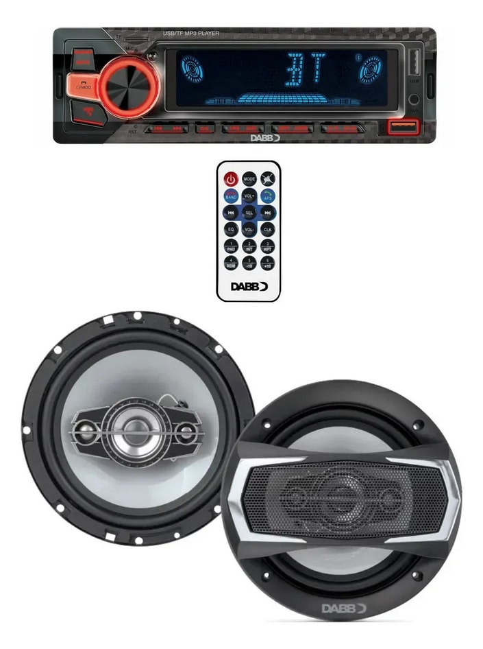 Par de Bocinas 6.5 y Autoestéreo Bluetooth Usb Aux Eq Dabb $799