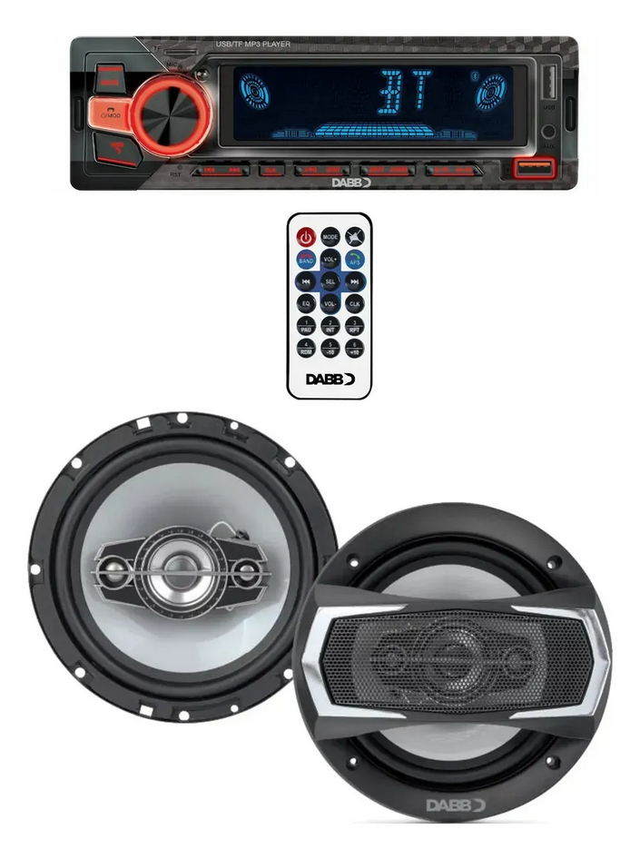Foto 1 | Par de Bocinas 6.5 y Autoestéreo Bluetooth Usb Aux Eq Dabb