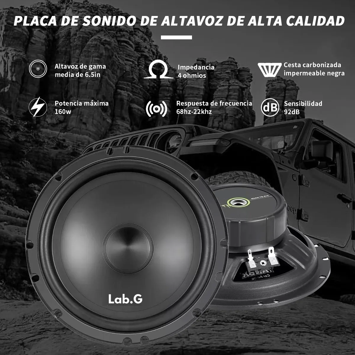 Foto 6 pulgar | Set De Medios 6.5 Pulgadas Coaxial Bocinas Para Auto Cuerno Lab.g Negro