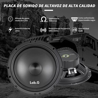 Foto 5 | Set De Medios 6.5 Pulgadas Coaxial Bocinas Para Auto Cuerno Lab.g Negro