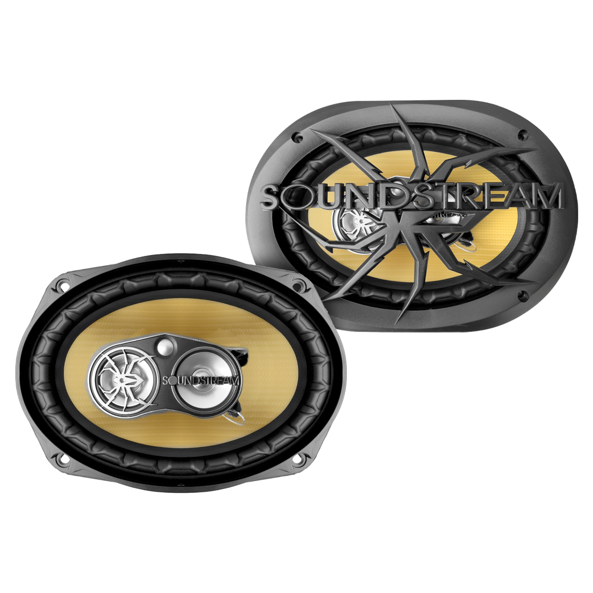 Soundstream Bocinas Auto 6x9 Pulg Carbono Pro Kevlar 4 Vías Color Dorado