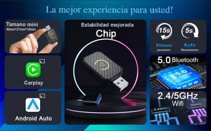 Foto 4 pulgar | Adaptador Xtellar Inalámbrico Carplay Color Negro