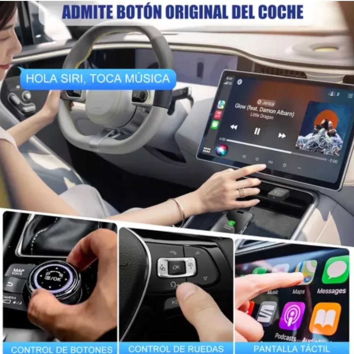 Foto 3 pulgar | Adaptador Inalámbrico Carplay Android Auto 2 En 1 Eo Safe Imports Esi-19548 Gris