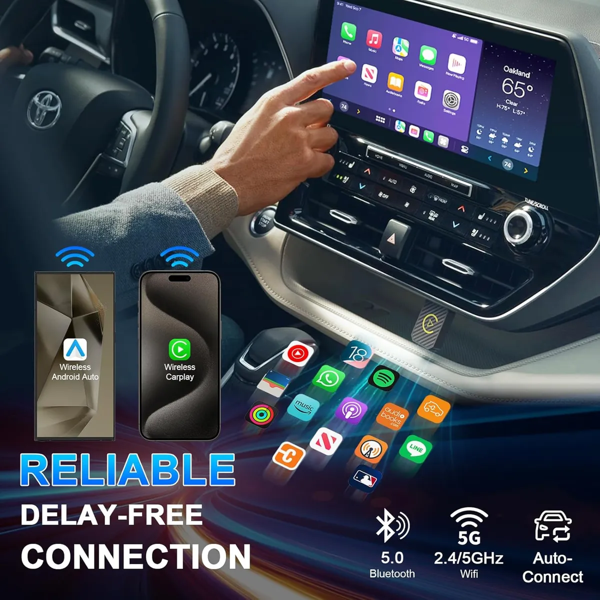 Foto 4 pulgar | Adaptador Inalámbrico Carplay Android Auto 2 En 1 Eo Safe Imports Esi-19548 Gris