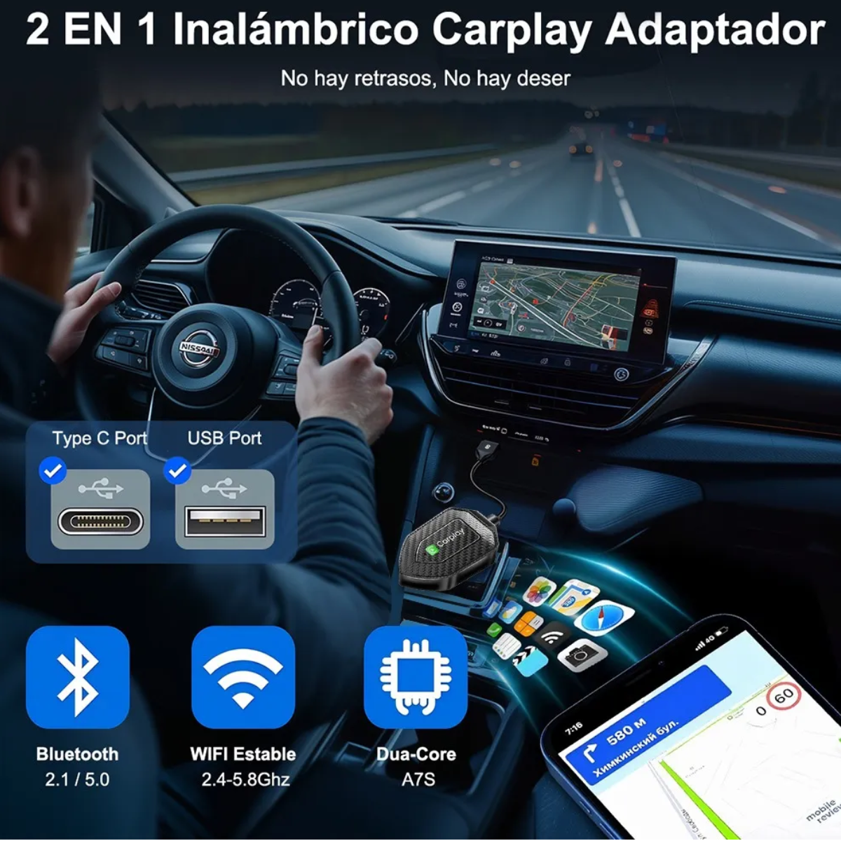 Foto 3 pulgar | Adaptador Inalámbrico Car Play Eo Safe Imports Esi-19551 Negro