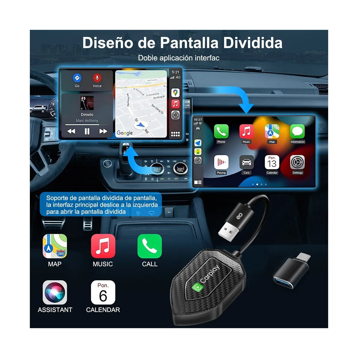 Foto 3 | Adaptador Inalámbrico Car Play Eo Safe Imports Esi-19551 Negro