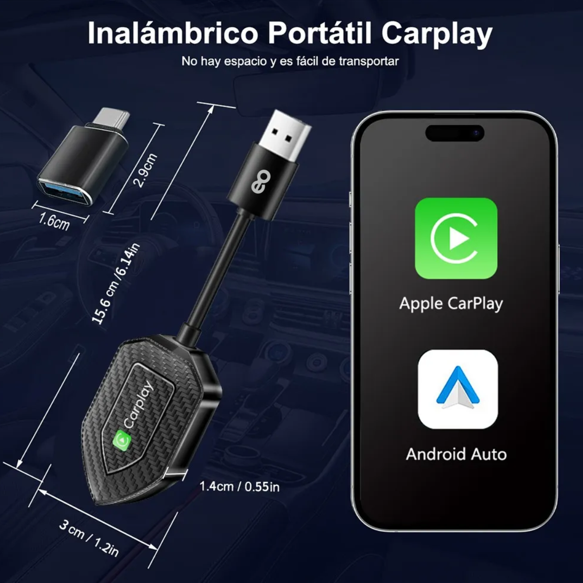 Foto 5 pulgar | Adaptador Inalámbrico Car Play Eo Safe Imports Esi-19551 Negro