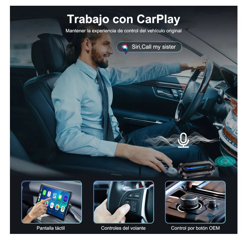 Foto 7 pulgar | Adaptador Inalámbrico Car Play, Android Auto 2en1 Para Apple