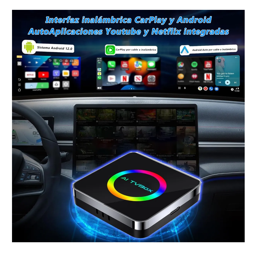 Foto 3 pulgar | Carplay Inalámbrico Adaptador Auto 3in1 Para Iphone Android