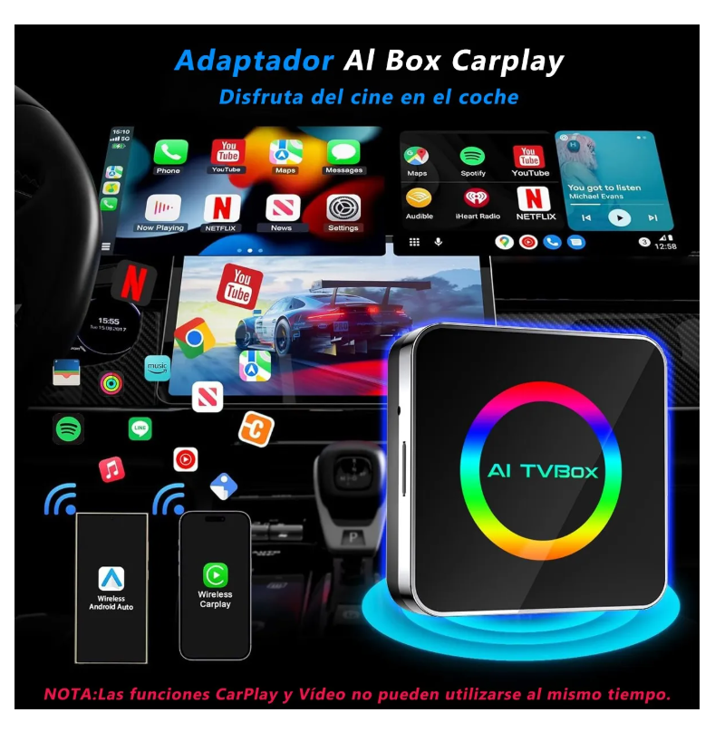 Foto 3 | Carplay Inalámbrico Adaptador Auto 3in1 Para Iphone Android
