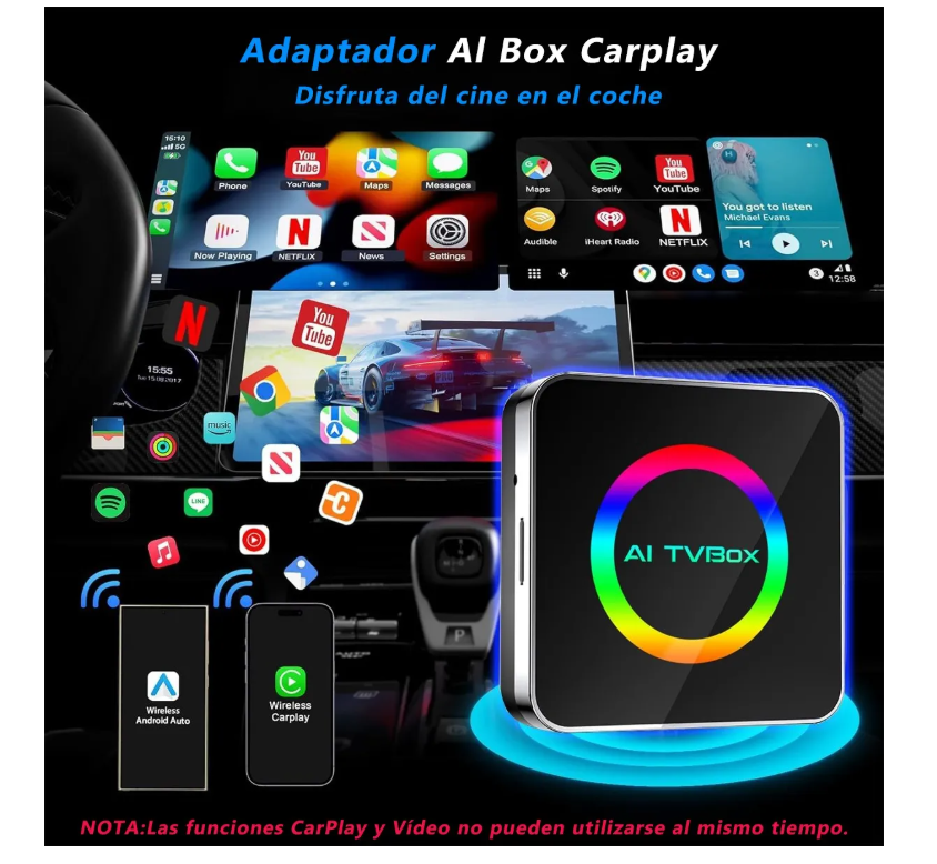 Foto 5 | Carplay Inalámbrico Adaptador Auto 3in1 Para Iphone Android
