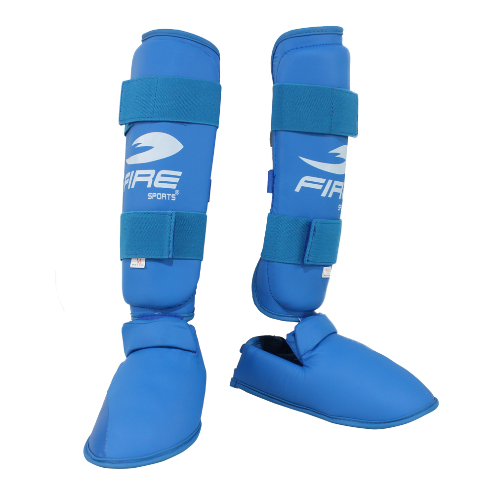 Espinilleras de Karate Fire Sports para Artes Marciales Azul Extra Grande