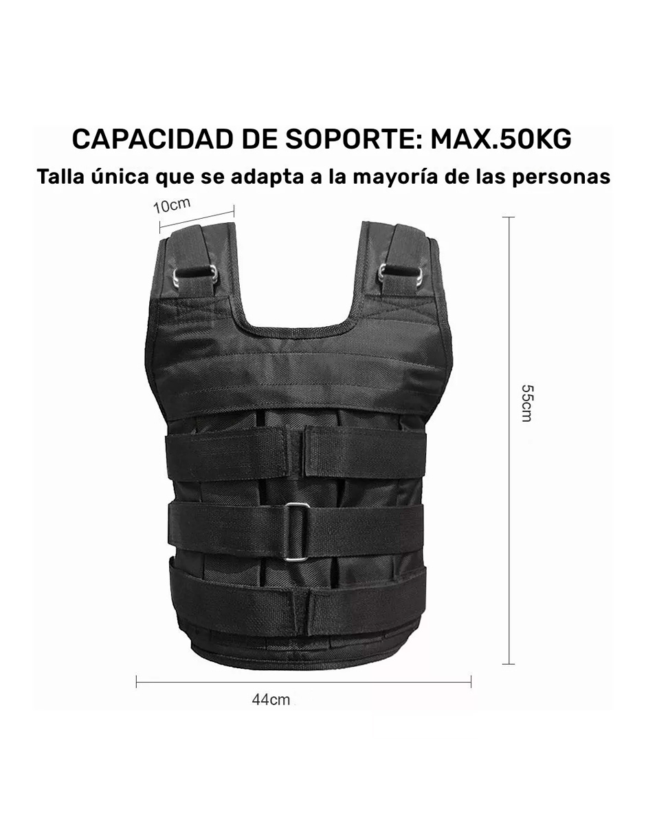 Foto 6 pulgar | Chaleco Lastrado de Peso Ajustable Petukita Box Negro 50 kg