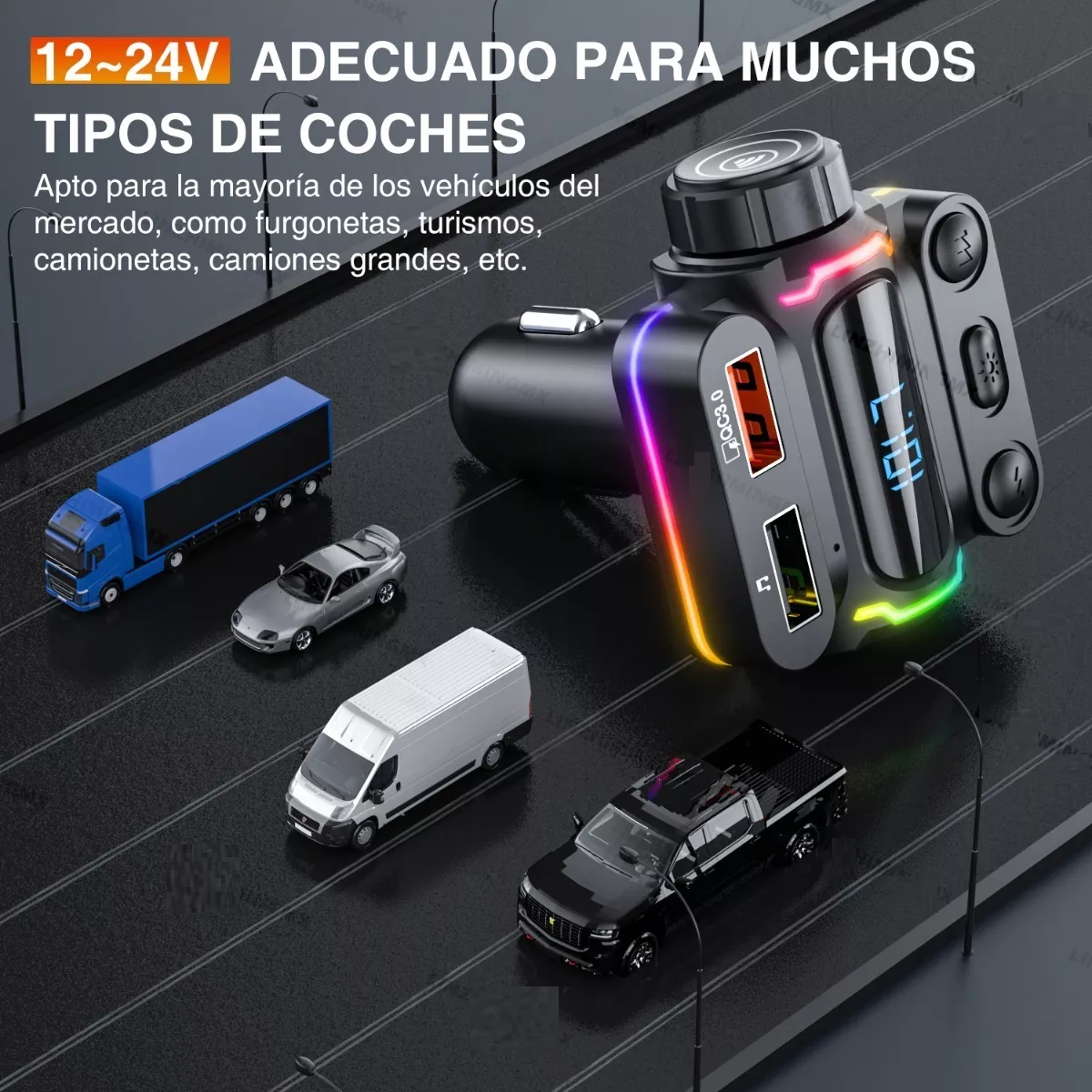 Foto 3 pulgar | Transmisor Fm Bluetooth 5.0 Modulador de Radio para Auto Eo Safe Imports Esi-10899 Negro