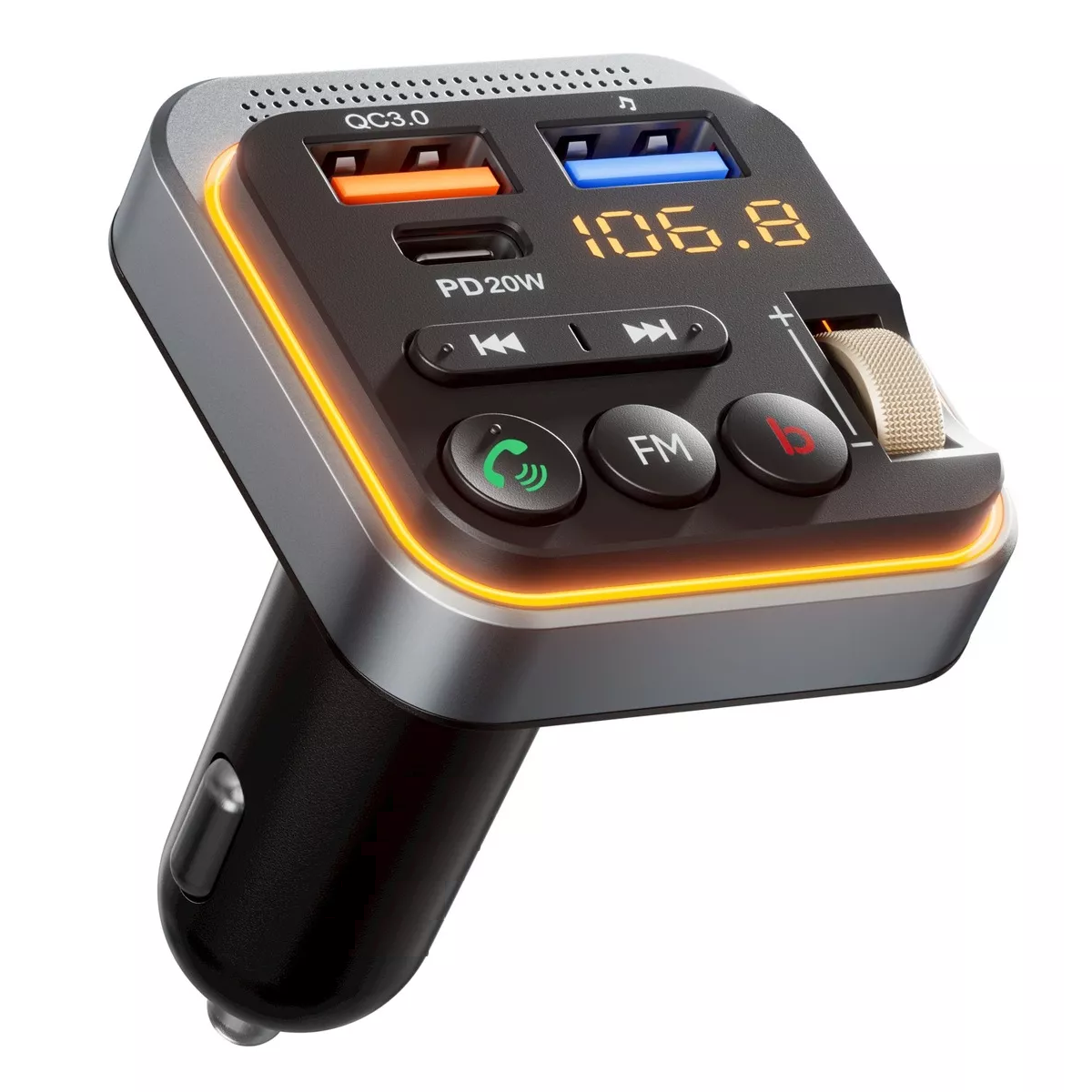 Transmisor Bluetooth Fm Para Carro, Adaptador Bluetooth Con Cargador Rápido Usb Y Manos Libres Eo Safe Imports Es