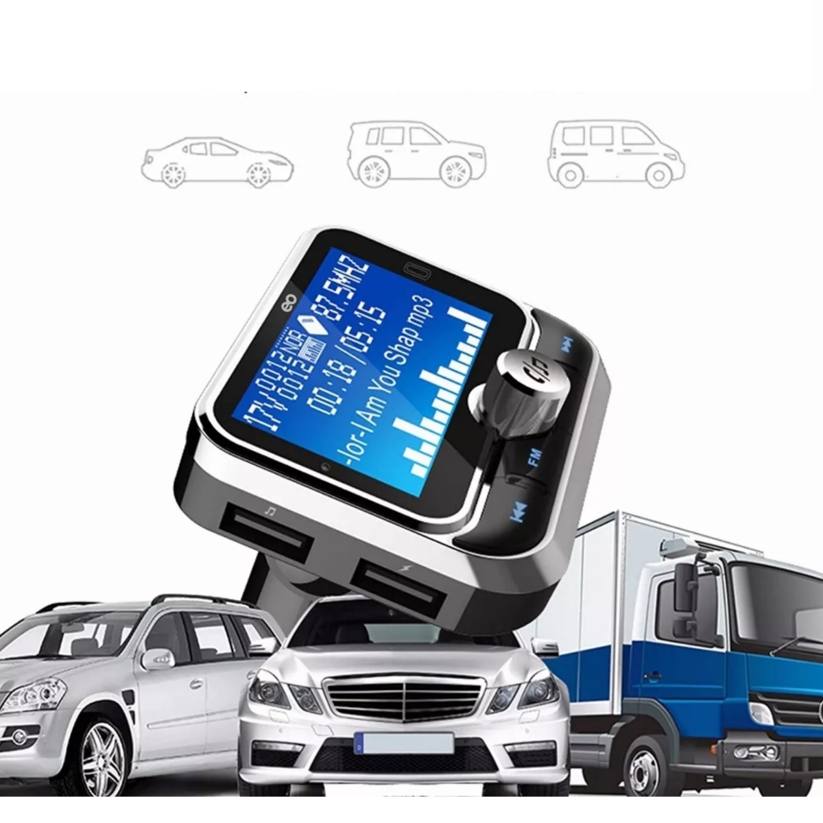 Foto 2 | Reproductor Fm Con Bluetooth Adaptador De Radio Para Auto Eo Safe Imports Esi-8574-1 Negro