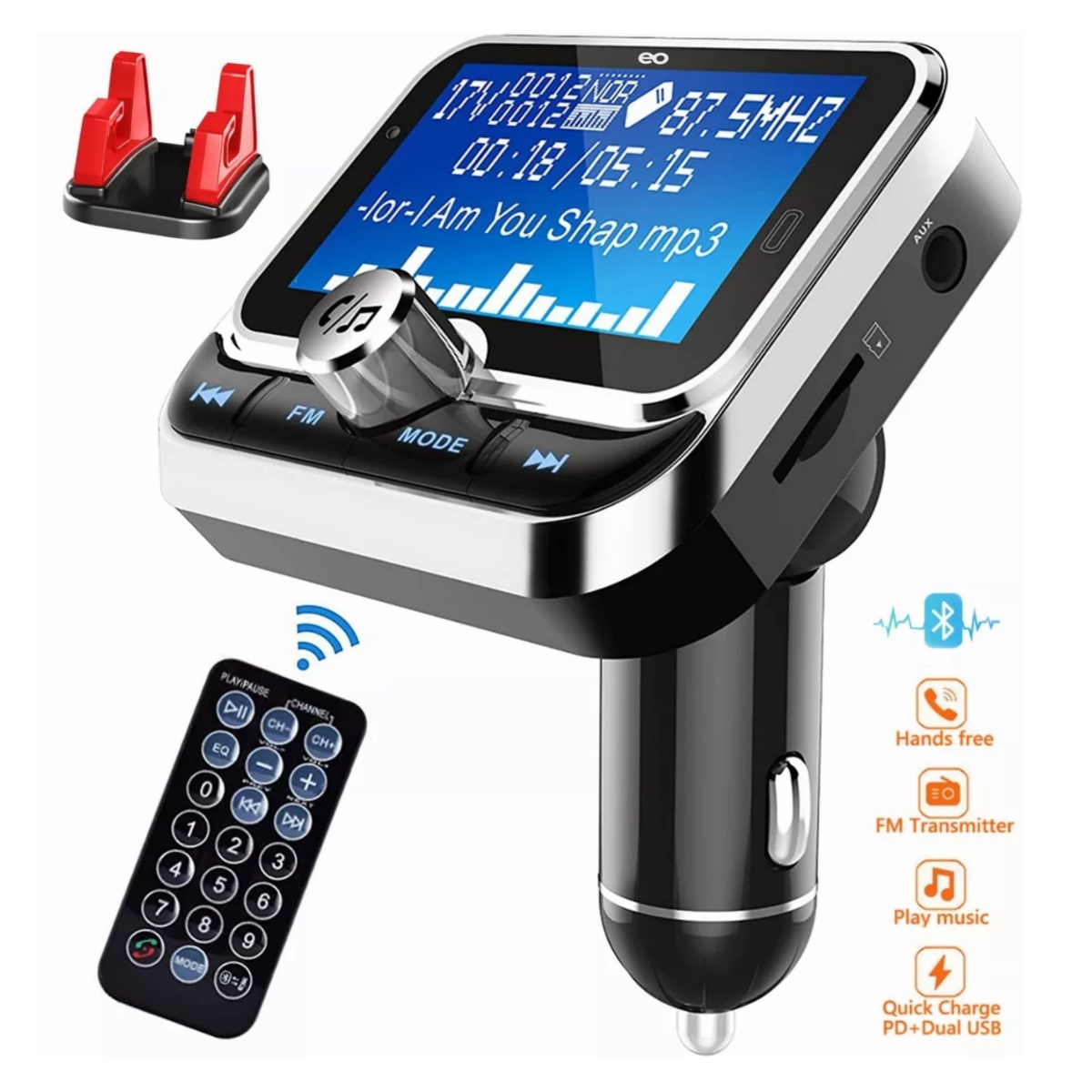 Foto 3 | Reproductor Fm Con Bluetooth Adaptador De Radio Para Auto Eo Safe Imports Esi-8574-1 Negro