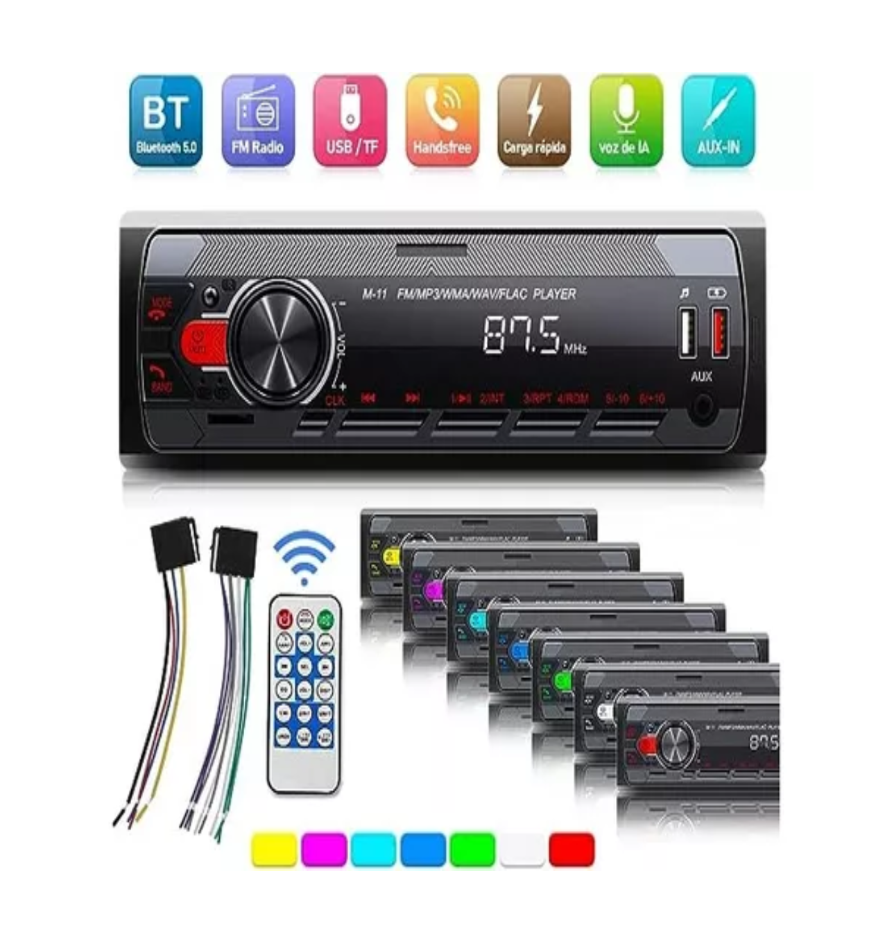 Foto 3 pulgar | Auto Estereo Bluetooth Mp3 Radio Manos Libres Aux Fm Sd Usb Negro