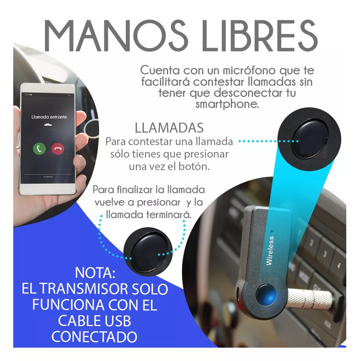 Foto 4 pulgar | Transmisor 3 en 1 3.5mm Receptor Bluetooth Música Llamadas Eo Safe Imports Esi-12775 Negro