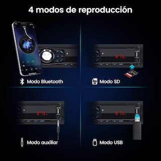 Foto 3 | Auto Estéreo Bluetooth Fm Manos Libres Usb Reproductor Mp3 Eo Safe Imports Esi-12813 Negro