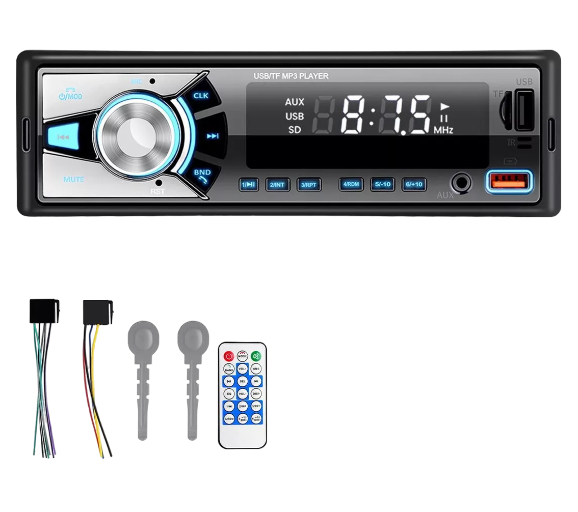 Auto Estéreo Coche Reproductor Mp3 Radio con Bt Aux Usb Sd