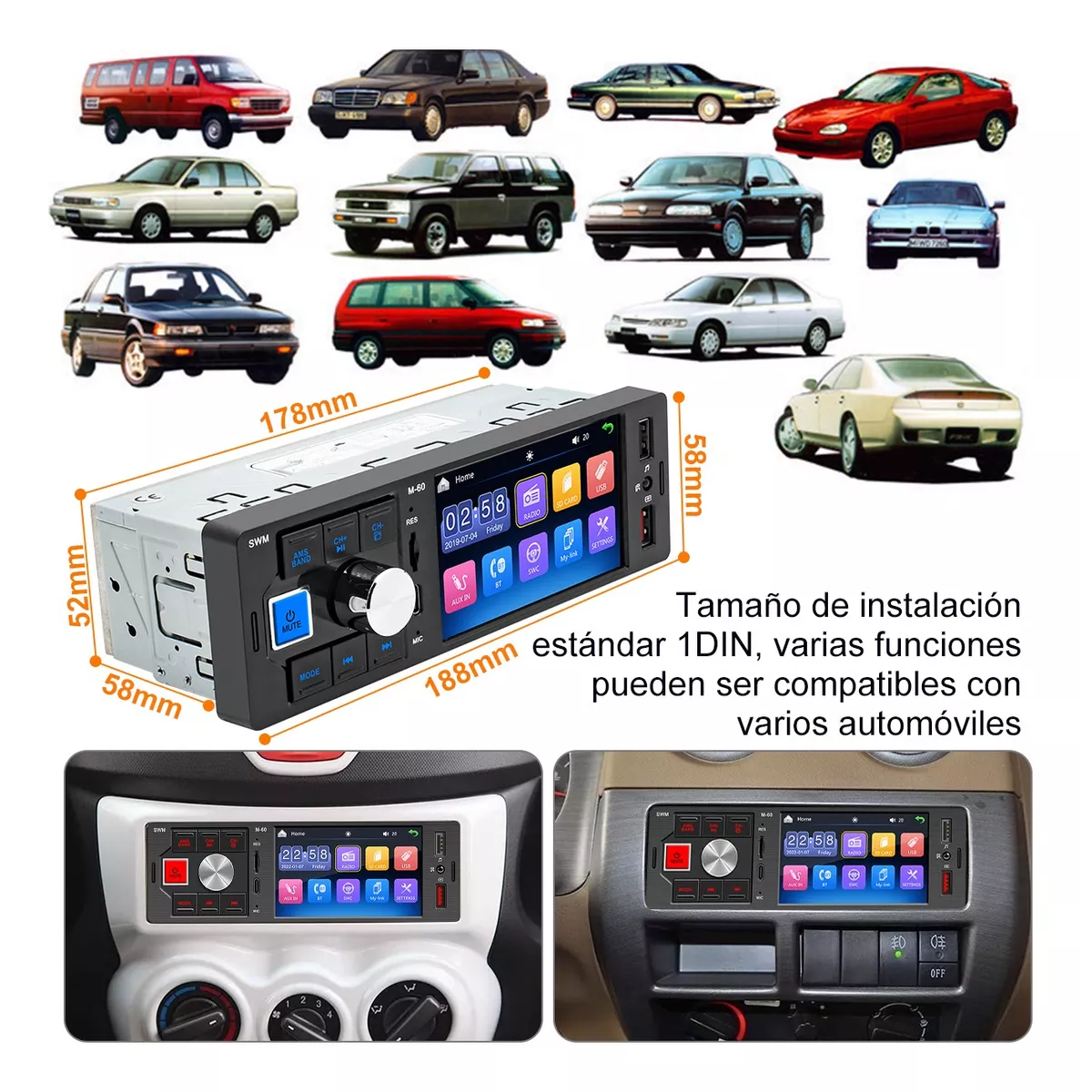 Foto 4 pulgar | Estéreo De Pantalla Para Auto Con Cámara Eo Safe Imports Esi-16190 Negro