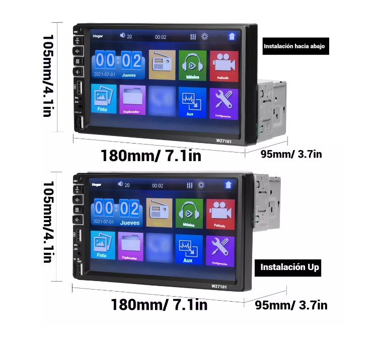 Foto 3 | Monitor Estéreo de Coche de un Solo Din con Pantalla Táctil