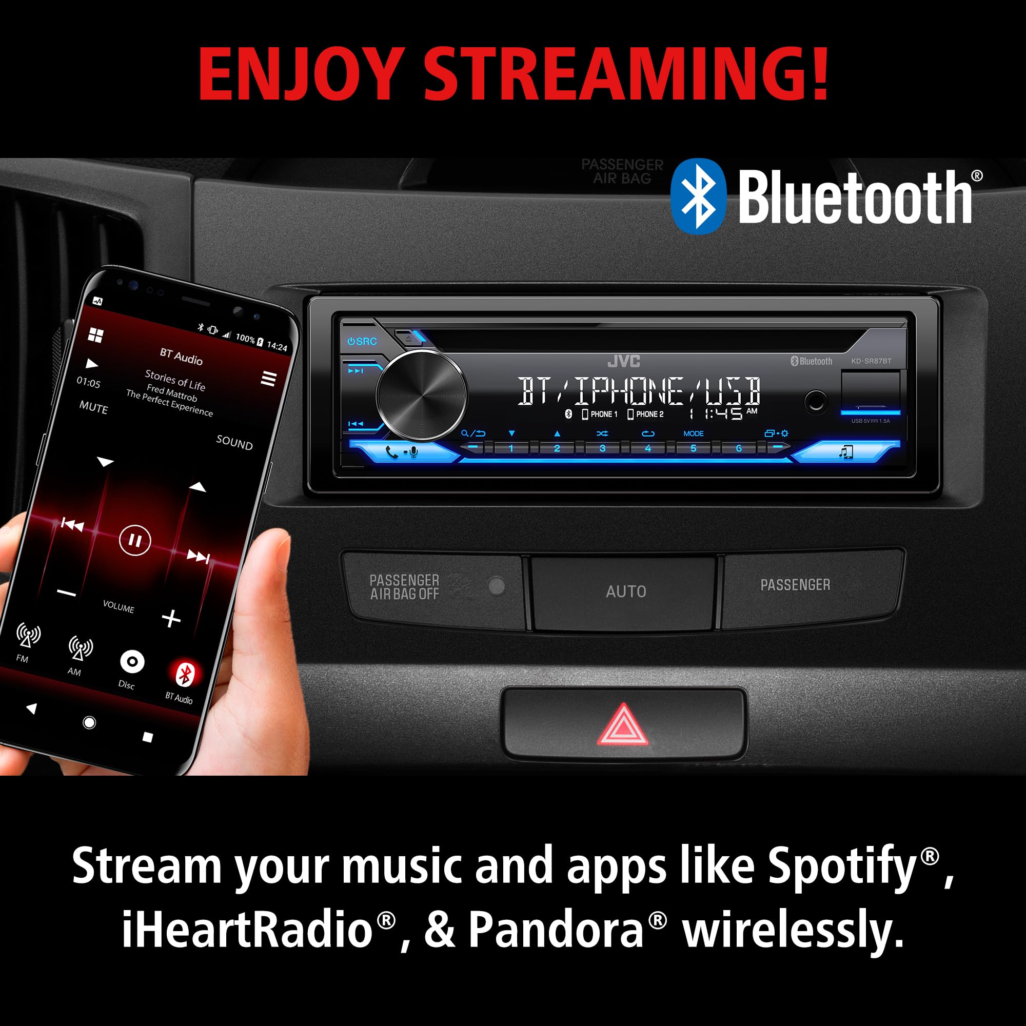 Foto 7 pulgar | Estéreo para Coche JVC KD-SR87BT con Bluetooth y Puerto USB - Venta Internacional