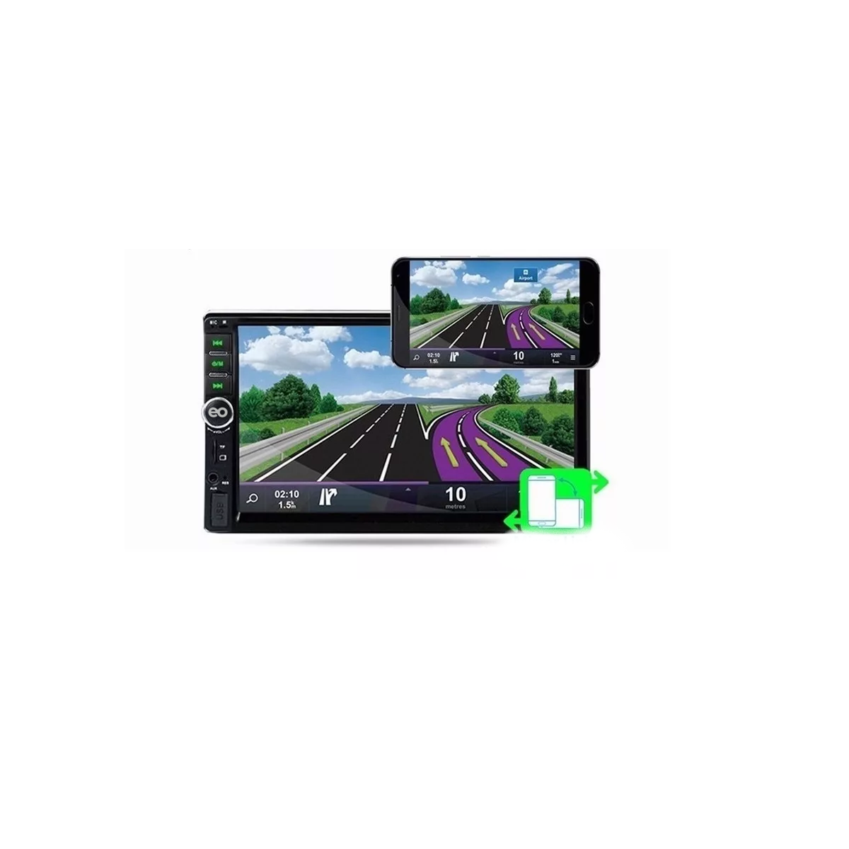Foto 4 pulgar | Language Espejo Enlace Bt Car Stereo 7 Pulgadas Hd Pantalla Tác Eo Safe Imports Esi-7480-1 Negro