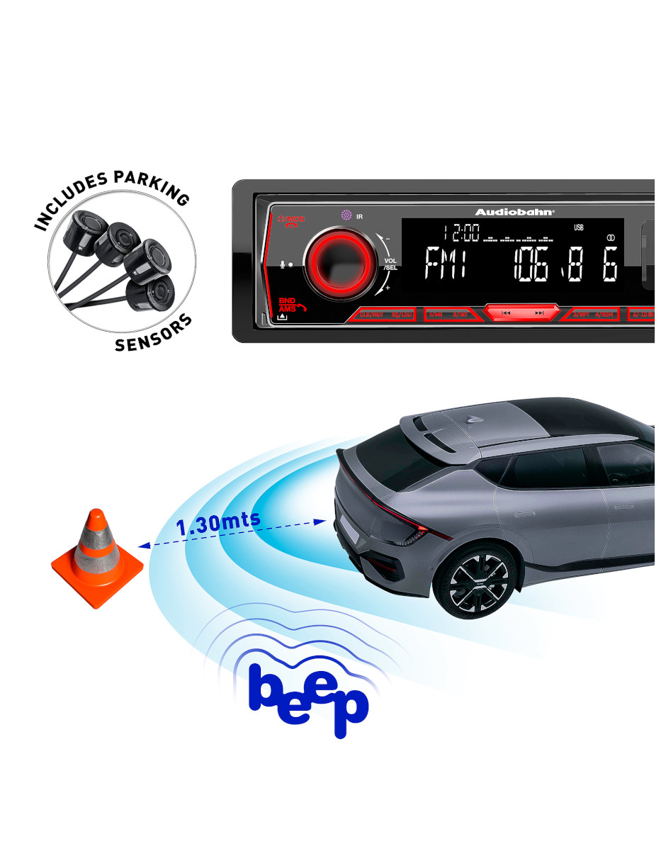 Foto 4 pulgar | Autoestéreo Con Sensor De Reversa Audiobahn Aa950ps