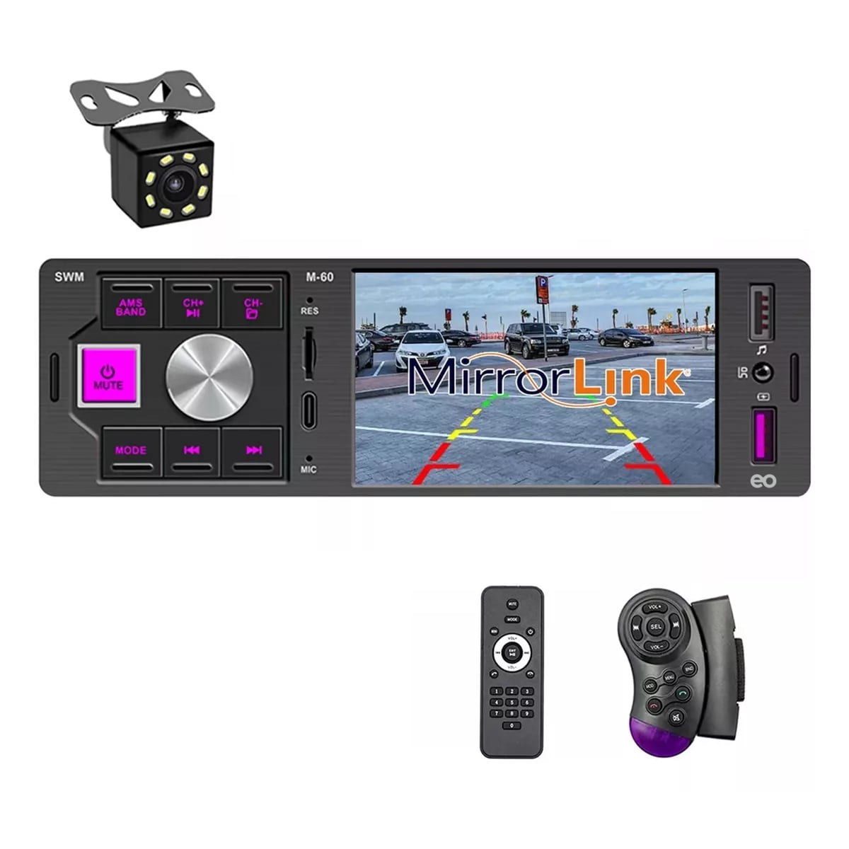 Estéreo De Pantalla Para Auto Con Cámara Eo Safe Imports Esi-16190-1 Negro $1,589