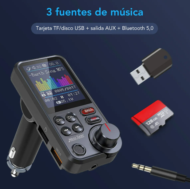 Foto 5 pulgar | Xtellar Transmisor Bluetooth Superior Fm Qc3.0 Inalámbrico – Experiencia Estéreo Impecable Para Auto