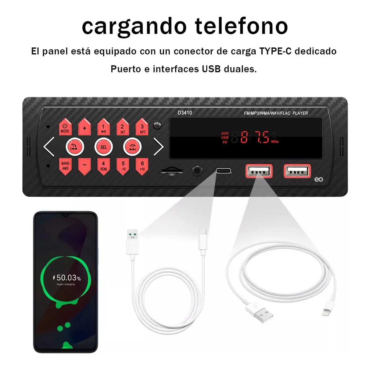 Foto 4 pulgar | Estéreo 1 Din Bluetooth Mp3 Radio Manos Libres Fm Usb Aux Eo Safe Imports Esi-19882 Negro
