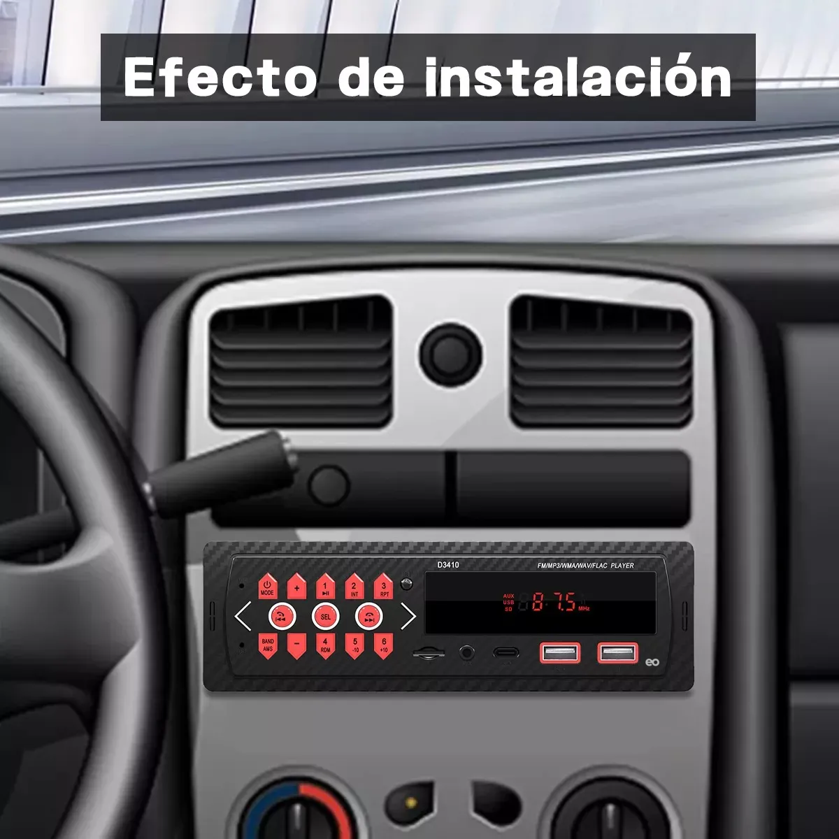 Foto 5 pulgar | Estéreo 1 Din Bluetooth Mp3 Radio Manos Libres Fm Usb Aux Eo Safe Imports Esi-19882 Negro