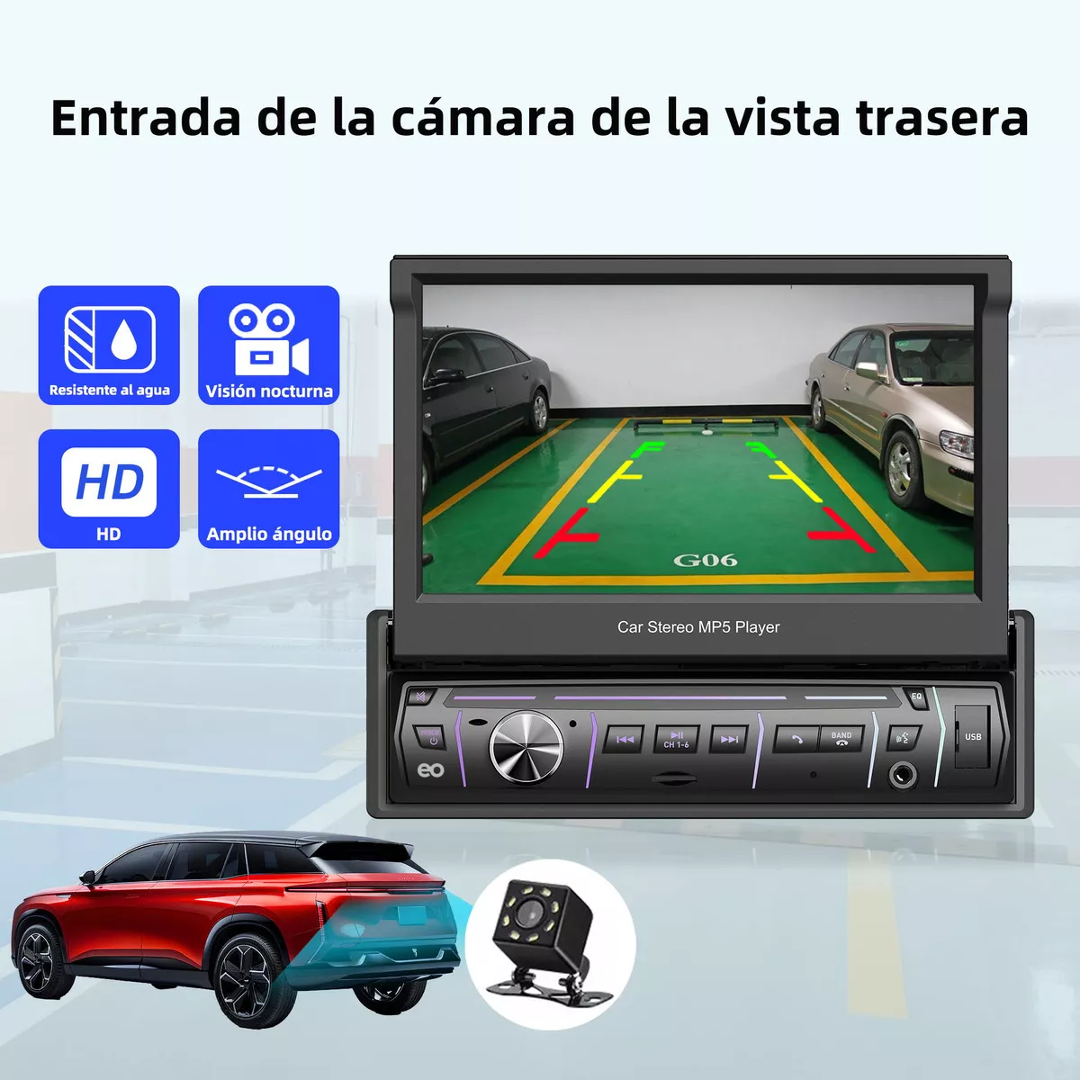 Foto 4 pulgar | Auto Estéreo Pantalla Retráctil 9600-mp5 Y Camera Eo Safe Imports Esi-19880 Negro