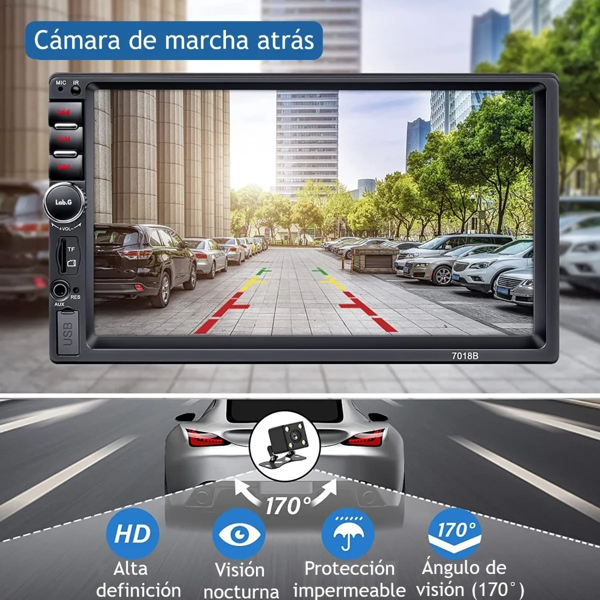Foto 6 pulgar | Kit Estéreo Para Auto Fnbrli Mirror Link 7 7010b Con Cámara Lab.g Negro