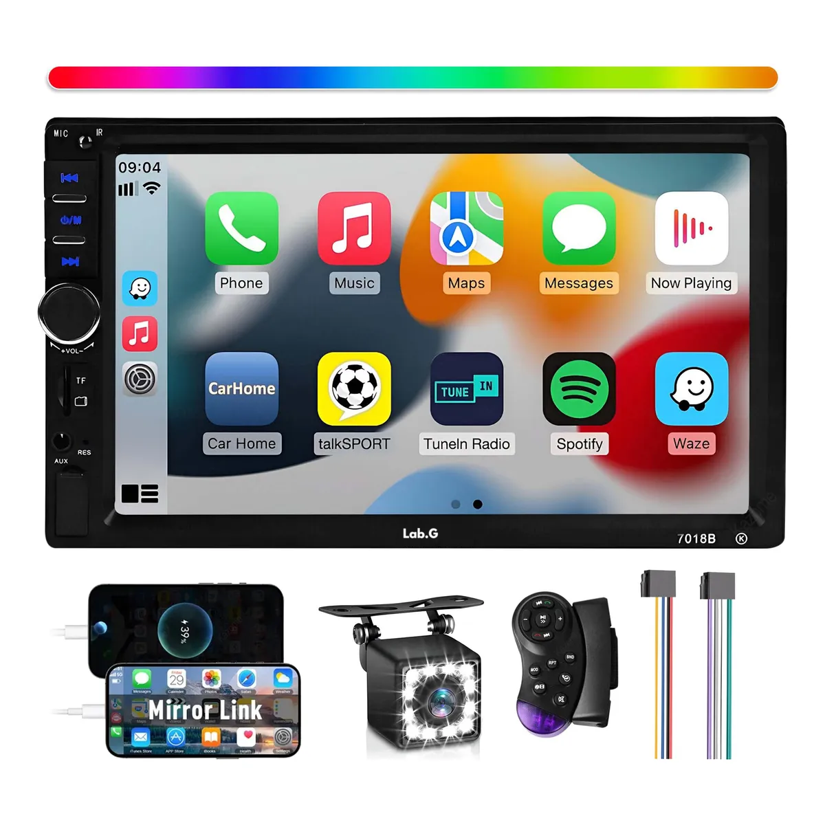 Foto 3 pulgar | Auto Estéreo Táctil Bluetooth Con Usb, Fm, Aux Y  Cámara Lab.g Negro
