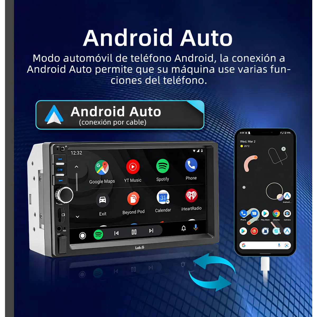 Foto 5 pulgar | Auto Estéreo Táctil Bluetooth Con Usb, Fm, Aux Y  Cámara Lab.g Negro