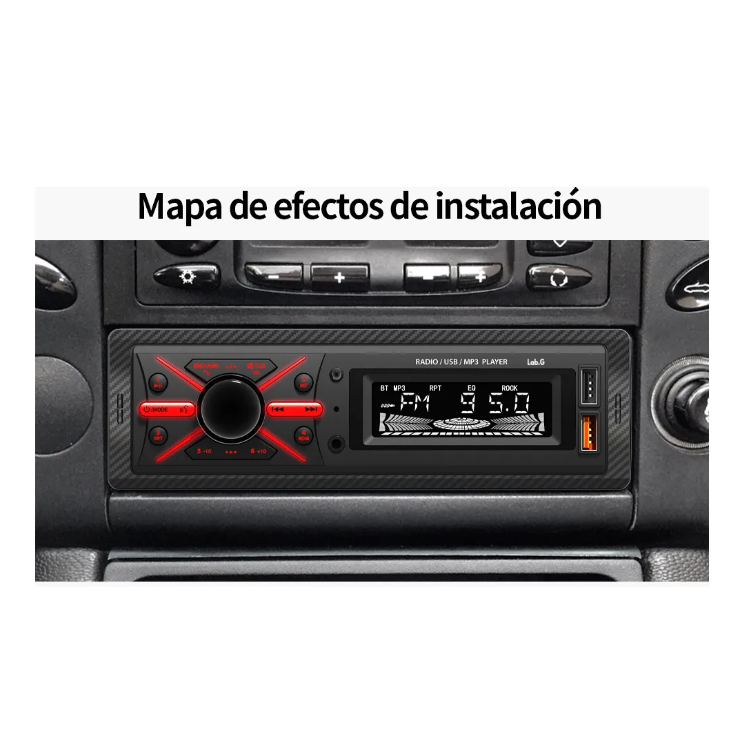 Foto 5 pulgar | Auto Radio  Lab.g Reproductor Estéreo Receptor Aux Usb Bt Fm