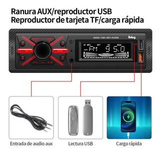 Foto 4 | Auto Radio Reproductor Estéreo Receptor Aux Usb Bt Fm Belug Negro