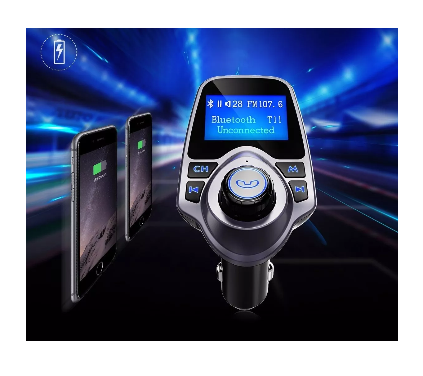 Foto 3 pulgar | Transmisor Belug Bluetooth FM Aux USB Receptor MP3 Manos Libres para Auto