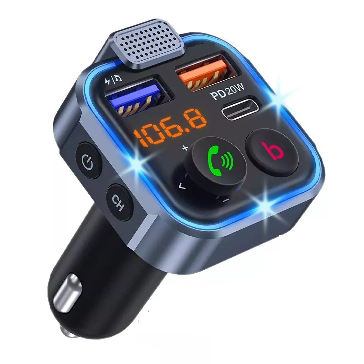 Foto 2 pulgar | Transmisor Bluetooth FM de Auto Manos Libres Cargador 2 USB Eo Safe Imports Esi-12774 Negro