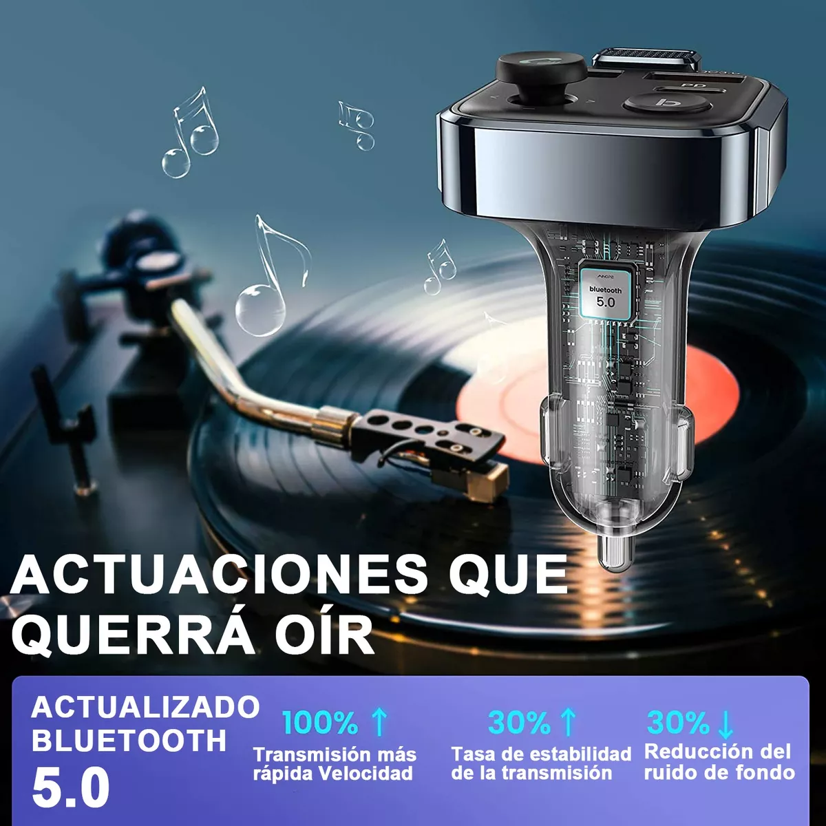 Foto 4 pulgar | Transmisor Bluetooth FM de Auto Manos Libres Cargador 2 USB Eo Safe Imports Esi-12774 Negro