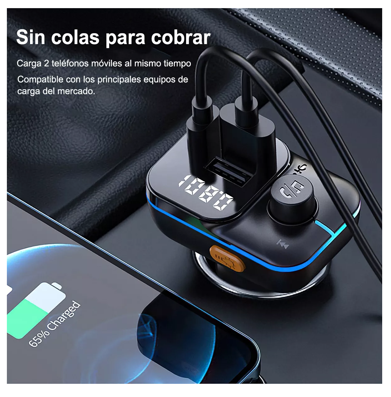 Foto 4 pulgar | Transmisor FM Bluetooth 5.0 para Coche de Mp3 Audio Estéreo