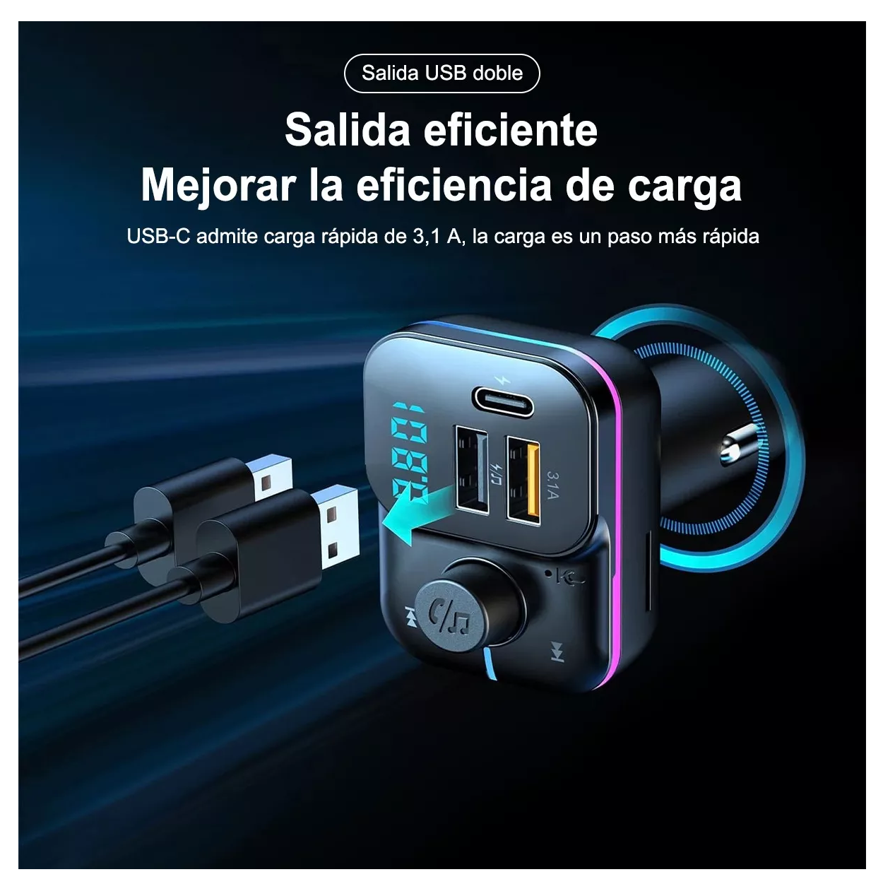 Foto 5 pulgar | Transmisor FM Bluetooth 5.0 para Coche de Mp3 Audio Estéreo