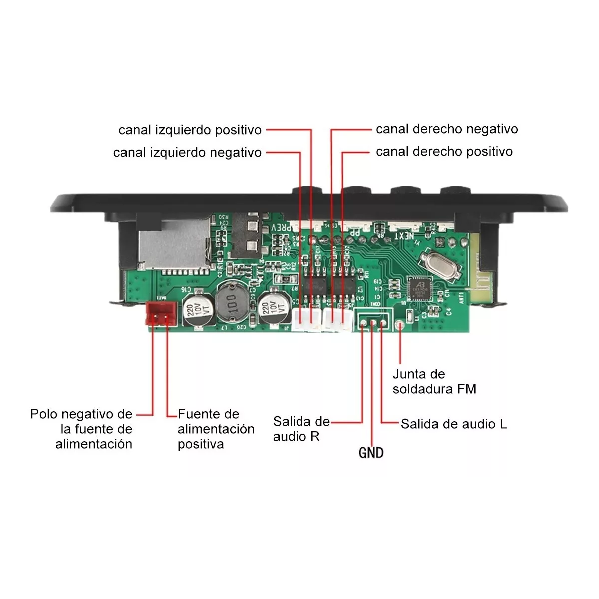 Foto 3 | Modulo Reproductor De Audio Bluetooth Usb Sd Fm Eo Safe Imports Esi-1555 Gris