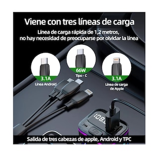 Foto 2 | Cargador Tipo C Transmisor Fm Receptor de Audio Estéreo Eo Safe Imports Esi-16061 Negro