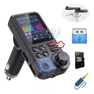 Foto 2 | Transmisor Bluetooth Fm Aux Qc3.0 1.8 Inalámbrico Para Auto Lab.g Negro