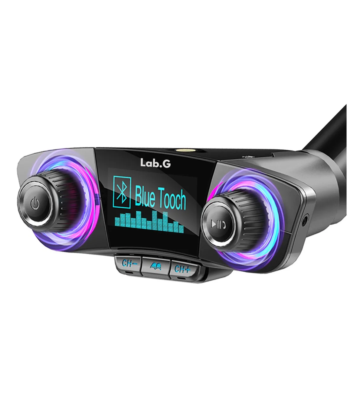 Receptor Bluetooth Y Transmisor Fm Auto Cargador Rápido 2usb Lab.g Negro