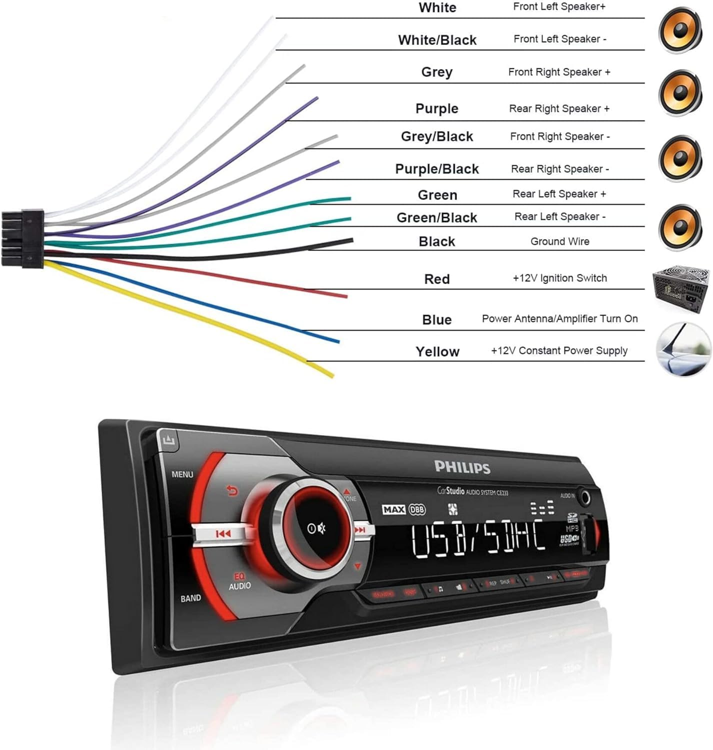 Foto 3 | Receptor Estéreo para Coche Philips Digital Media Am/fm Radio - Venta Internacional